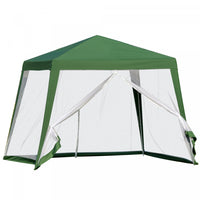 Outsunny 10' X 10' Tente Gazebo Patio Auvent Abri Soleil Fete Activite En Plein Air Jardin Maille Ec