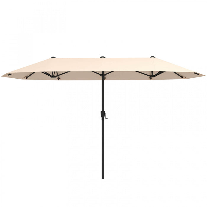 Costway Grand parasol de patio de 13 pieds, parasol de table double face pour jardin beige