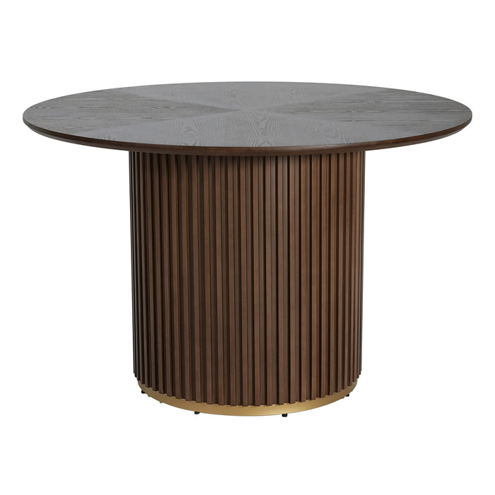 Table a manger ronde a piedestal Cove 47,25 pouces pour 4 a 5 personnes, brun