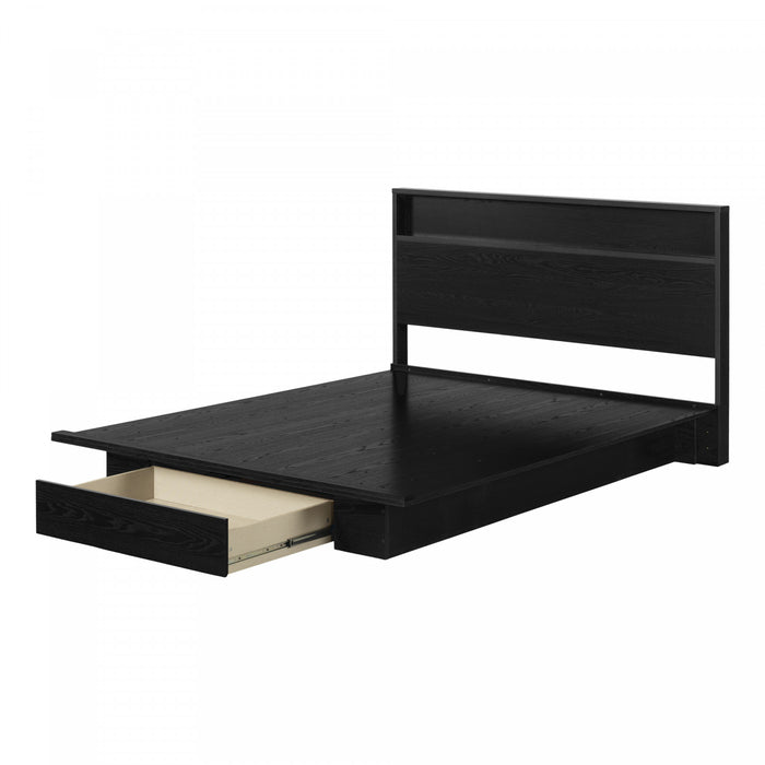  Ensemble de lit plateforme double Primo avec tête de lit - chêne noir