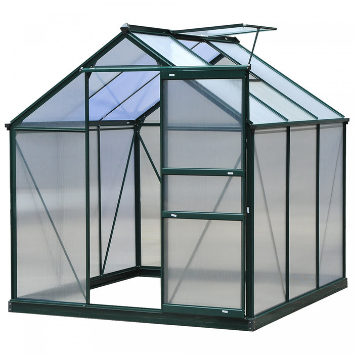 Outsunny 6'x6'x7' Entree Jardin Serre Polycarbonate Panneaux Plantes Fleur Croissance Abri Exterieur Maison Chaude Portable Cadre En Aluminium