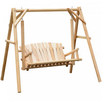 Causeuse D'exterieur Outsunny De 6,5 Pi Pour 2 Personnes Balancoire De Jardin En Bois Massif Naturel