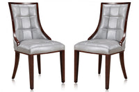 Ensemble 2 chaises de salle à manger Fifth Avenue de Manhattan Comfort en similicuir - argenté et noyer