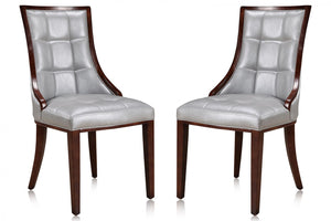 Ensemble 2 chaises de salle à manger Fifth Avenue de Manhattan Comfort en similicuir - argenté et noyer