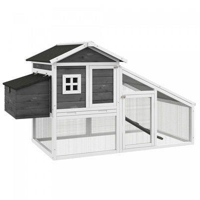 Pawhut 69" Chicken Coop Wooden Hen House Rabbit Hutch Poultry Cage Pen Outdoor Backyard With Outdoor|Pawhut Poulailler En Bois 69", Enclos A Lapin, Cage A Volaille Exterieure Avec Enclos Avec Nichoir,