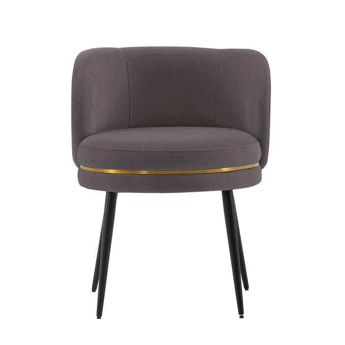 Chaise de salle à manger moderne Kaya de Manhattan Comfort en velours plissé - grise