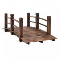 Outsunny 5ft Wood Garden Pont Paysage Decoratif Exterieur Rails Lateraux Arriere-cour Pont De Lune D