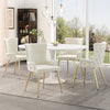 Chaises de salle a manger Luna en velours avec revetement capitonne et pieds metalliques dores, lot de 4, beige