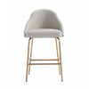 Tabouret de comptoir moderne en metal Gracie, rembourre, gris pierre et or