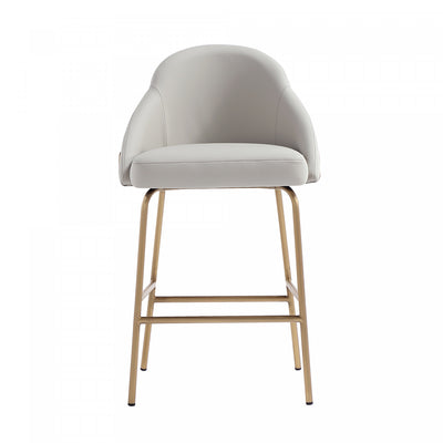 Gracie Modern Metal Upholstered Counter Stool in Stone Gray and Gold Bar Stool | Tabouret de comptoir moderne en metal Gracie, rembourre, gris pierre et or
