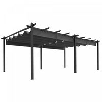 Outsunny Pergola Ave Auvent Retractable De 12' X 20', Pergola En Aluminium, Abri Pare-soleil Exterie
