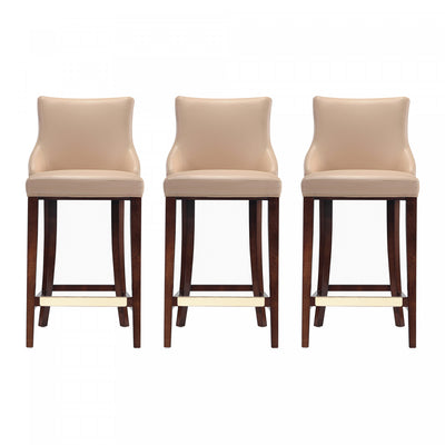 Shubert Modern Wood Upholstered Barstool in Tan - Set of 3 | Tabouret de bar moderne en bois avec assise rembourree Shubert, coloris beige - Lot de 3