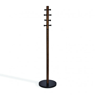Umbra Modern Wood Pillar Coat Rack - Black and Walnut|Portemanteau moderne Pillar de Umbra en bois - noir et noyer