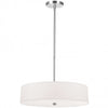 Luminaire suspendu Everly de Dainolite avec abat-jour blanc, fini chromé poli et 4 ampoules