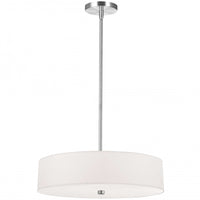 Luminaire suspendu Everly de Dainolite avec abat-jour blanc, fini chromé poli et 4 ampoules