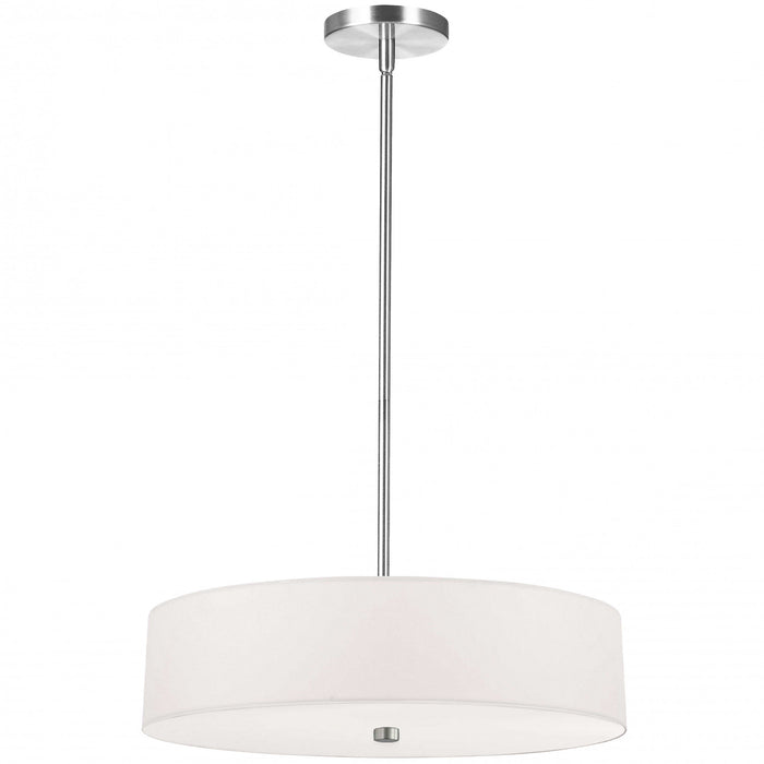 Luminaire suspendu Everly de Dainolite avec abat-jour blanc, fini chromé poli et 4 ampoules