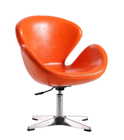 Manhattan Comfort Raspberry Polished Chrome Faux Leather Adjustable Swivel Chair - Tangerine|Chaise pivotante réglable Raspberry de Manhattan Comfort en chrome poli et en similicuir - tangerine