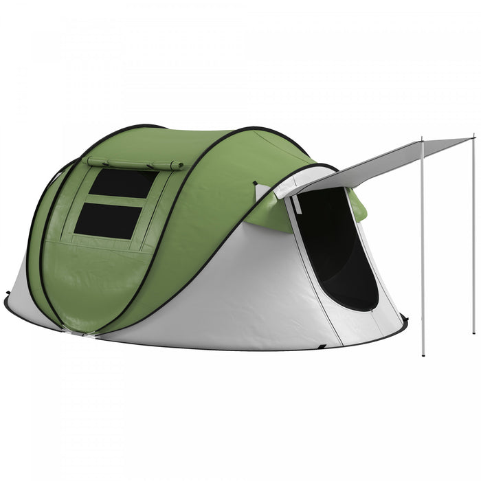 Outsunny Tente De Camping Avec Porche Et Sac De Transport, Etanche, Vert