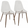 Chaise d’appoint de salle à manger moderne du milieu du 20e siècle Clara transparente et noyer - ensemble de 2