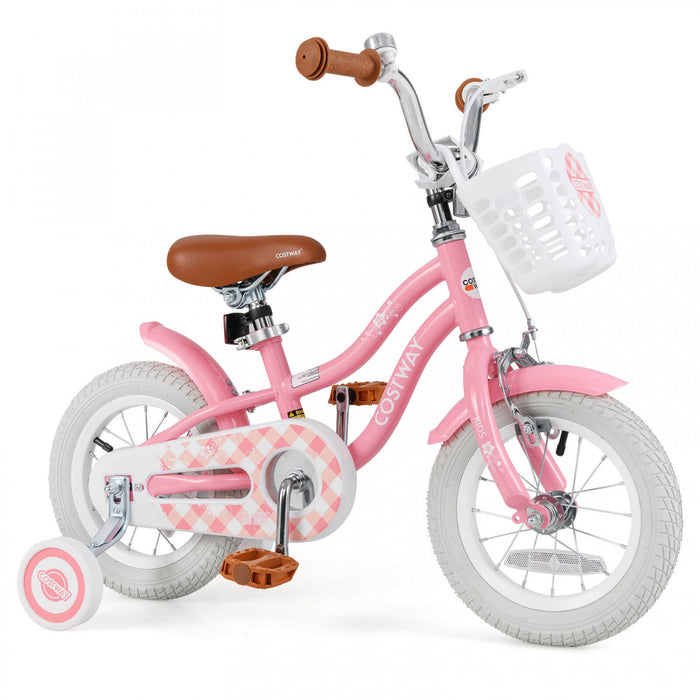 Bicycle Costway 12\" Pour Enfants De 3 A 4 Ans Bicycle Avec Frein A Main Avant Rouge