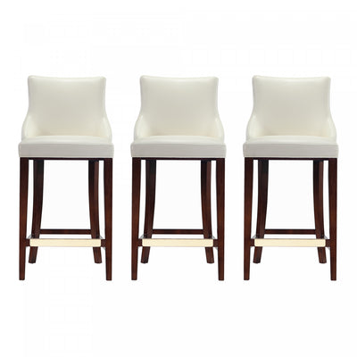 Shubert Modern Wood Upholstered Barstool in Ivory - Set of 3 | Tabouret de bar moderne en bois Shubert avec revetement en ivoire - Lot de 3