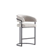 Tabouret de comptoir moderne Augusta en metal et tissu, gris clair