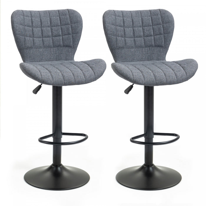 HOMCOM Lot de 2 tabourets de bar pivotants a hauteur reglable avec dossier
