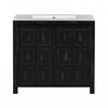 Meuble De Salle De Bain Laura 36\" En Bois Massif Avec Lavabo En Ceramique, Espresso