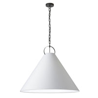 Luminaire suspendu Princeton de Dainolite de 32 po de diamètre avec abat-jour blanc, fini noir mat et 1 ampoule