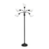 Skye Lampadaire a 5 lumieres avec cols de cygne reglables, Noir et Blanc, 67 po H