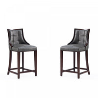  Tabouret de comptoir traditionnel en bois Fifth Avenue avec assise rembourree, graphite - Lot de 2