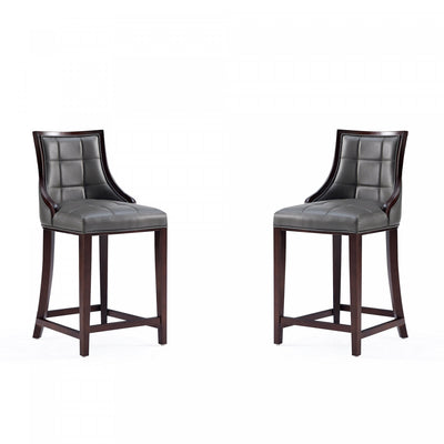 Fifth Avenue Traditional Wood Upholstered Counter Stool in Graphite - Set of 2 | Tabouret de comptoir traditionnel en bois Fifth Avenue avec assise rembourree, graphite - Lot de 2
