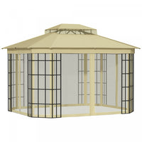 Outsunny 12' X 10' Tonnelle Pavillon Jardin Patio Terrasse Gazebo Auvent Abri D'exterieur Avec Doubl