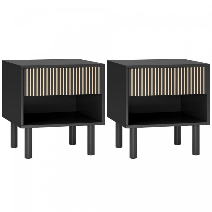 HOMCOM Lot de 2 tables de chevet, table d’appoint avec etagere et tiroir
