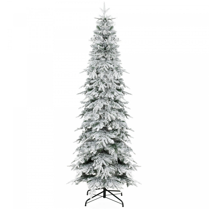 HOMCOM Sapin de Noel enneige pre-eclaire 180 cm, retombant a charnieres