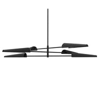 Lustre Cassie de Dainolite à 3 niveaux, avec fini noir mat et 6 ampoules
