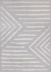 Carpette Forte grise et blanche à motif de rayures modernes - 5 pi 3 po x 7 pi 5 po