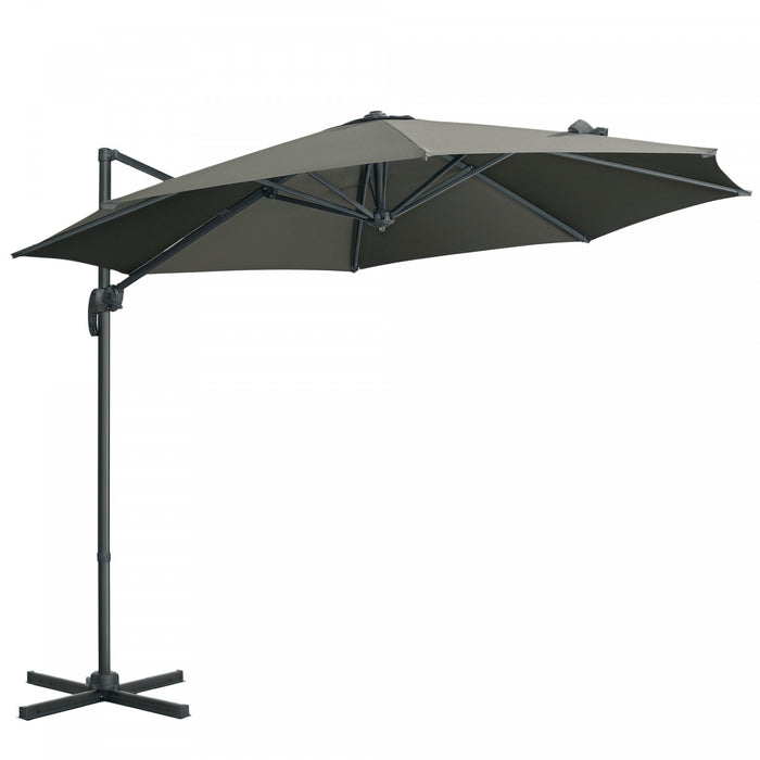 Outsunny Φ9.6' Parasol De Patio Decale Poteau En Aluminium Rotation A 360°
