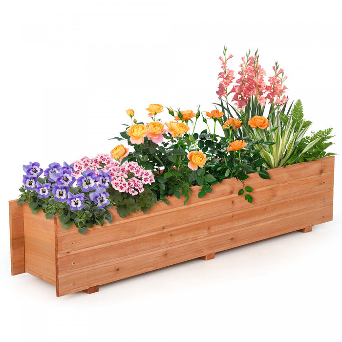 Boite De Planteur Rectangulaire En Bois De Lit De Jardin Eleve Costway Avec 2 Trous De Drainage En Exterieur