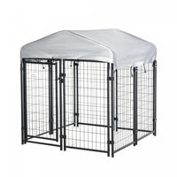 Pawhut 4' X 4' X 4.5' Grand Chenil Exterieur En Acier Avec Toit En Toile Oxford Resistant Aux Uv Et