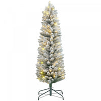 Homcom Arbre De Noel Artificiel Floque Enneige De 5 Pieds Avec Lumieres