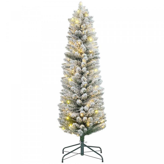 Homcom Arbre De Noel Artificiel Floque Enneige De 5 Pieds Avec Lumieres