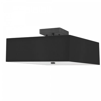 Dainolite Seren 3 Light Semi-flush Mount Matte Black Black Shade Lamp|Plafonnier semi-affleuré Seren de Dainolite avec abat-jour noir, fini noir mat et 3 ampoules