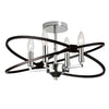 Plafonnier semi-affleuré Paloma de Dainolite avec fini chromé poli et noir mat et 4 ampoules