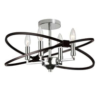 Plafonnier semi-affleuré Paloma de Dainolite avec fini chromé poli et noir mat et 4 ampoules