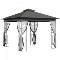 Outsunny 10' X 10' Gazebo Canopy Patio Exterieur Protection Uv Avec Rideau De Toit En Polyester A 2