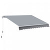 Outsunny 12' X 10' Auvent Retractable Manuel Pare-soleil Abri Patio Exterieur Fenetre Pont Abri Exterieur Canopee Cadre En Aluminium Manivelle Gris