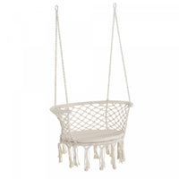 Outsunny Chaise Hamac Suspendue En Corde De Coton Avec Cadre En Metal Et Coussin, Grand Siege En Mac
