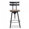 Tabouret De Bar Denise Avec Siège En Bois Pivotant Et Réglable, Structure Métallique - Noir Antique