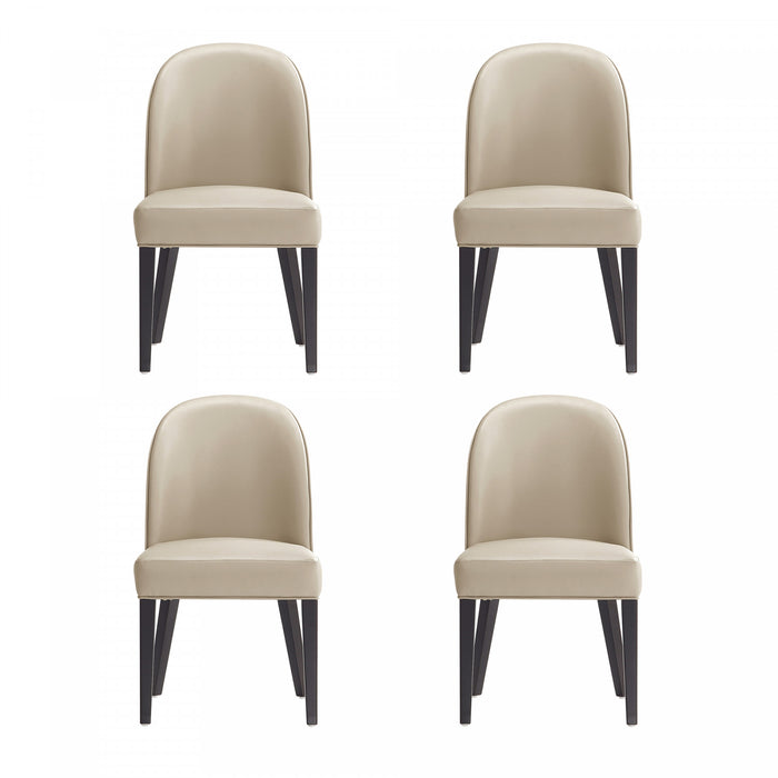 Chaise de salle a manger moderne en bois Hillman avec revetement en tissu couleur sable - Lot de 4